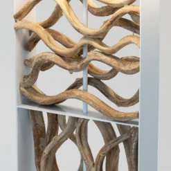 Lámpara de pie Tremiti, color madera/beige, altura 160 cm, madera