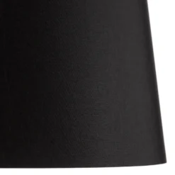 Lámpara de pie trípode Quitani Jata, madera chintz, negro