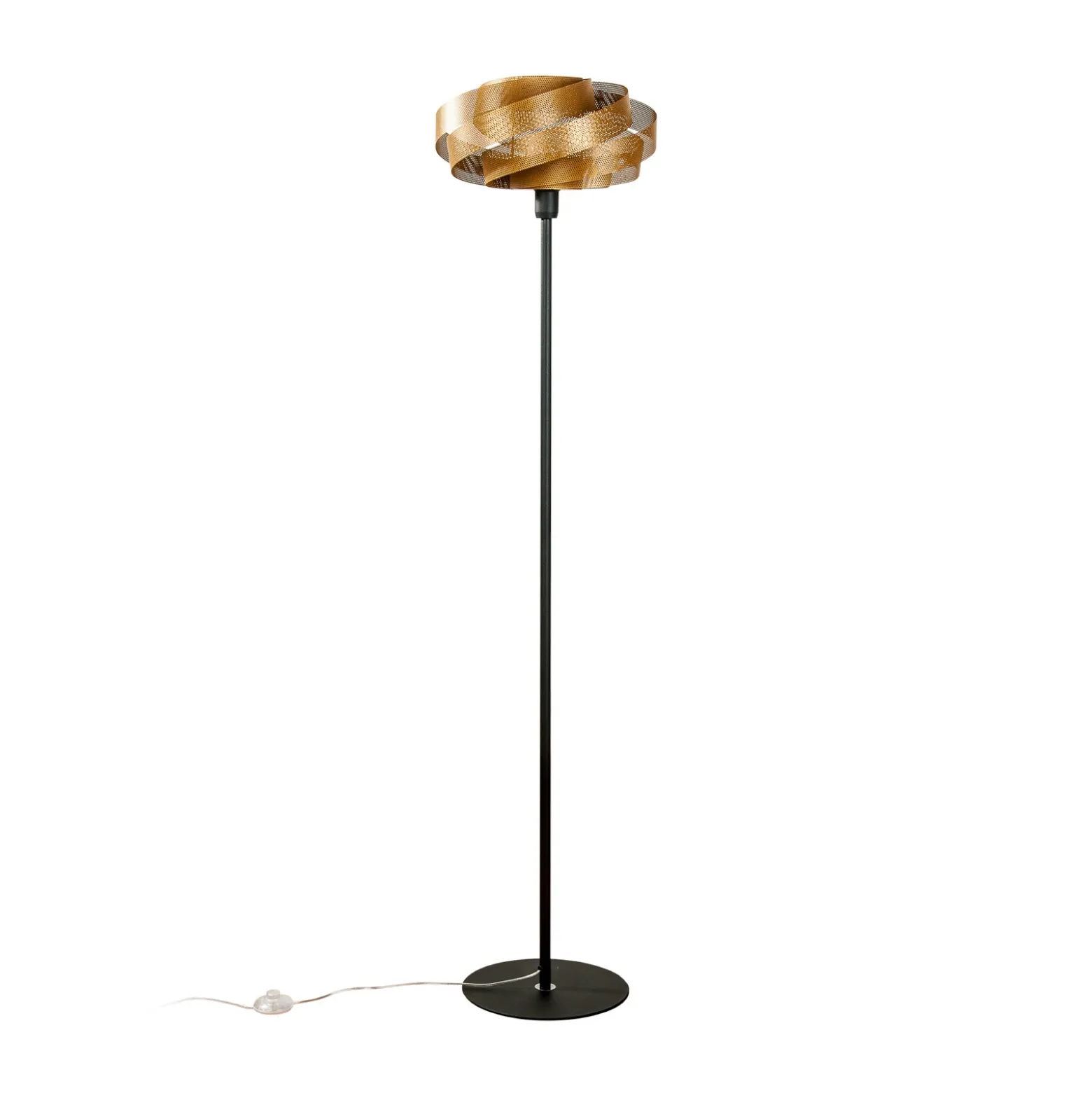 Lámpara de pie Vento, negro/dorado, metal, Ø 40 cm, E27