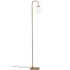 Lámpara de pie Viran, oro antiguo, cristal, altura 146 cm, E14