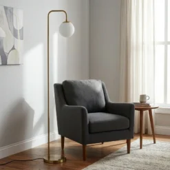 Lámpara de pie Viran, oro antiguo, cristal, altura 146 cm, E14