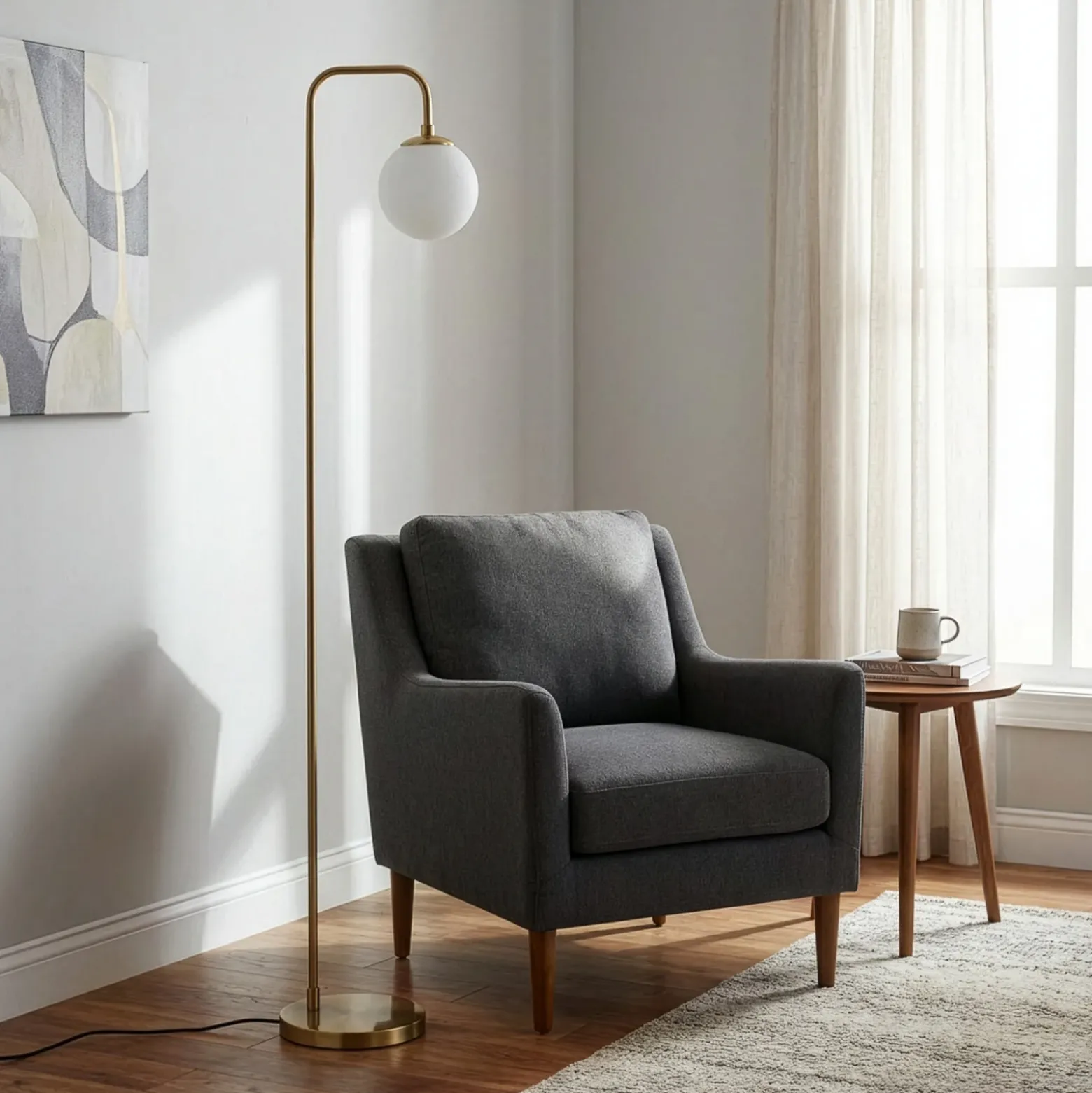 Lámpara de pie Viran, oro antiguo, cristal, altura 146 cm, E14