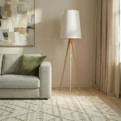Lámpara de pie Walz, color crema, madera, altura 175 cm, E27