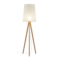 Lámpara de pie Walz, color crema, madera, altura 175 cm, E27