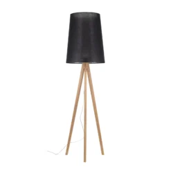 Lámpara de pie Walz, negra, madera, altura 175 cm, E27