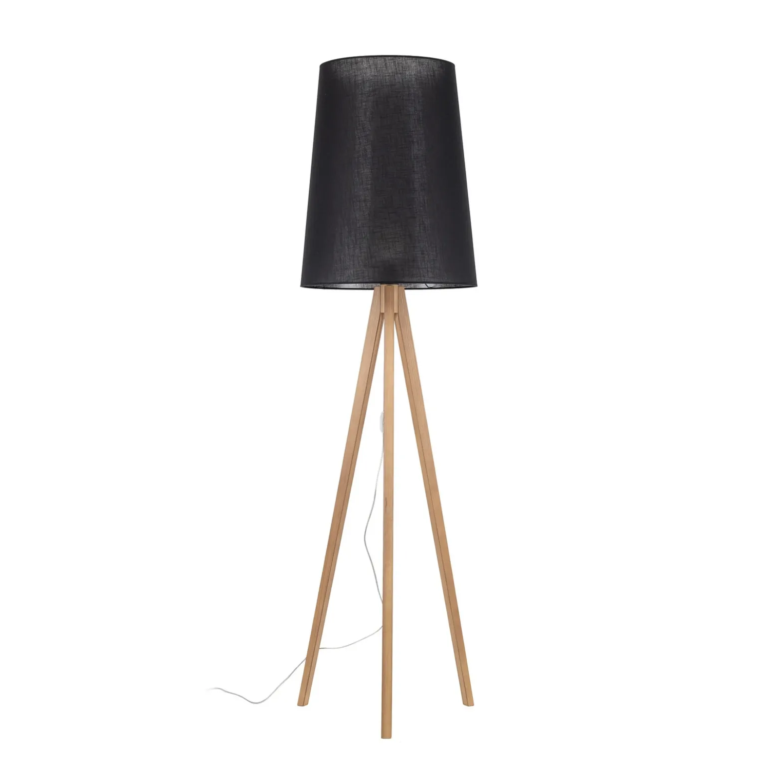 Lámpara de pie Walz, negra, madera, altura 175 cm, E27