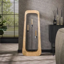 Lámpara de pie Woodframe, 3 luces, madera de mango, natural