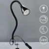 Lámpara de pinza Lauri, negra, atenuable en 3 niveles, LED GU10 3.000 K