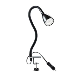 Lámpara de pinza Lauri, negra, atenuable en 3 niveles, LED GU10 3.000 K