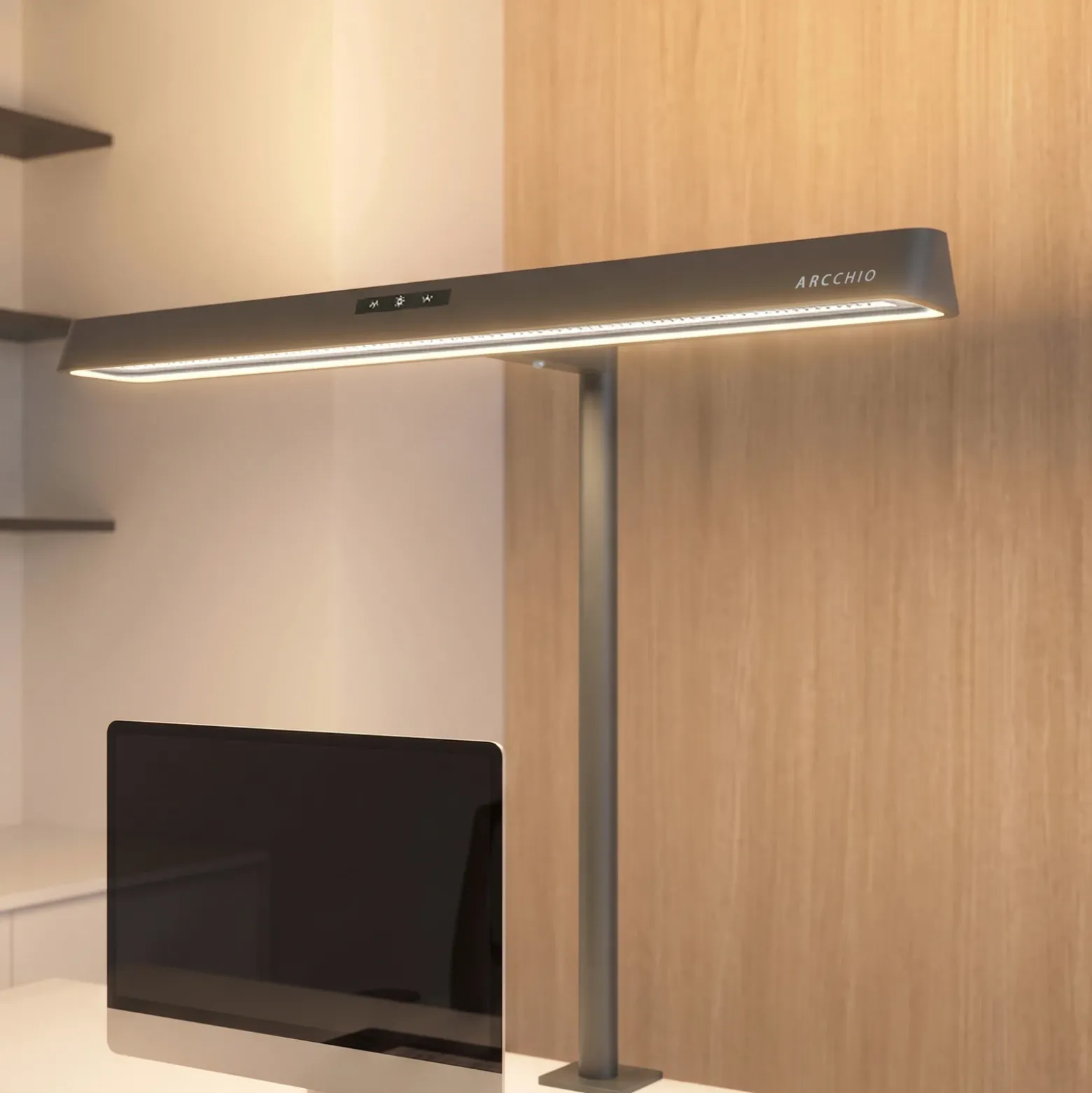 Lámpara de pinza LED Arcchio Shax, negra, con sensor, atenuable, 4.000 K