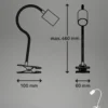 Lámpara de pinza LED Fleks, blanca, flexible, de metal