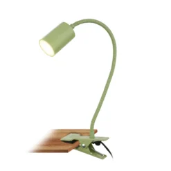 Lámpara de pinza LED Fleks, verde claro, flexible, metal