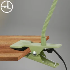Lámpara de pinza LED Fleks, verde claro, flexible, metal