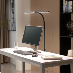 Lámpara de pinza LED Lindby Nilay, altura 97,5 cm, CCT, oficina en casa