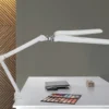 Lámpara de pinza LED MAULcraft duo, blanca, 52 cm, 2 luces, atenuable