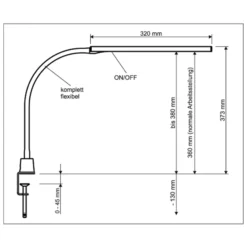 Lámpara de pinza LED MAULpirro, blanca, altura 37 cm, atenuable