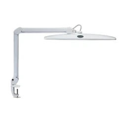 Lámpara de pinza LED MAULwork, blanca, altura 50 cm, atenuable