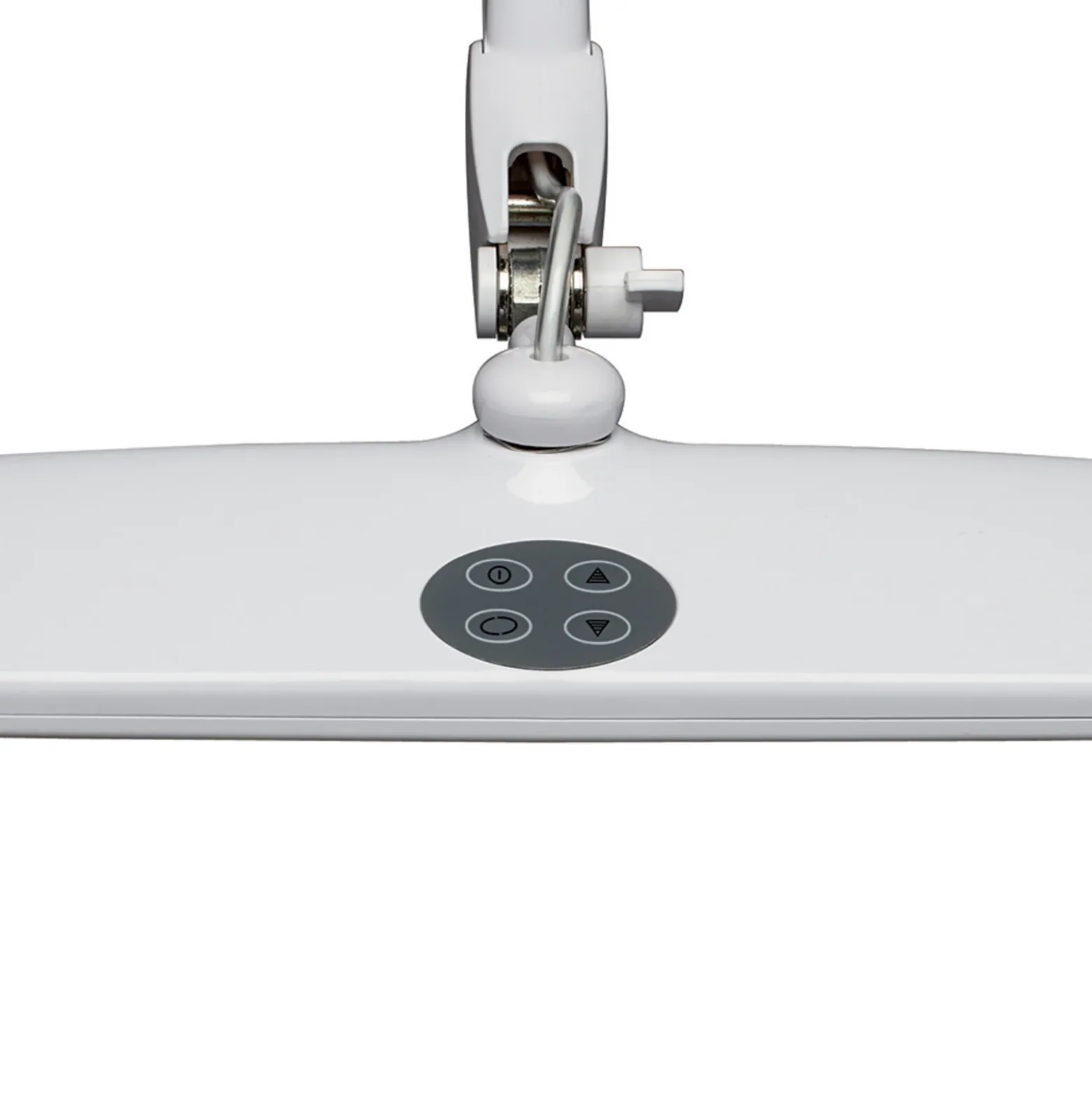 Lámpara de pinza LED MAULwork, blanca, altura 50 cm, atenuable