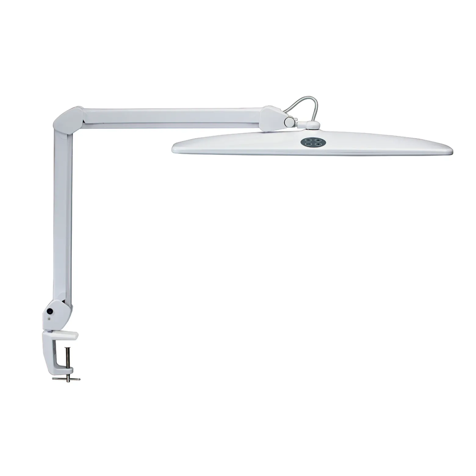 Lámpara de pinza LED MAULwork, blanca, altura 50 cm, atenuable