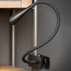 Lámpara de pinza LED Zozy, negra, 3-StepDim, brazo flexible