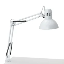 Lámpara de pinza MAULstudy, blanca, altura 44 cm, metal