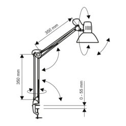 Lámpara de pinza MAULstudy, negra, 44 cm, metal, E27-LED
