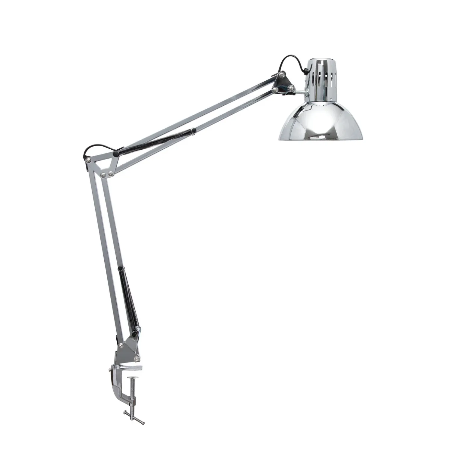 Lámpara de pinza MAULstudy, plata brillante, altura 44 cm, metal