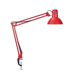 Lámpara de pinza MAULstudy, roja, altura 44 cm, metal