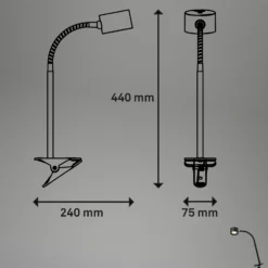 Lámpara de pinza recargable LED Tari, negra, CCT, regulador táctil, USB