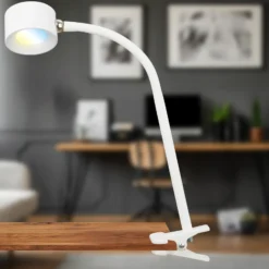 Lámpara de pinza recargable LED Tari, blanca, CCT, regulador táctil, USB