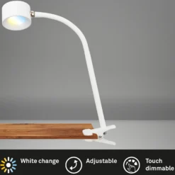 Lámpara de pinza recargable LED Tari, blanca, CCT, regulador táctil, USB