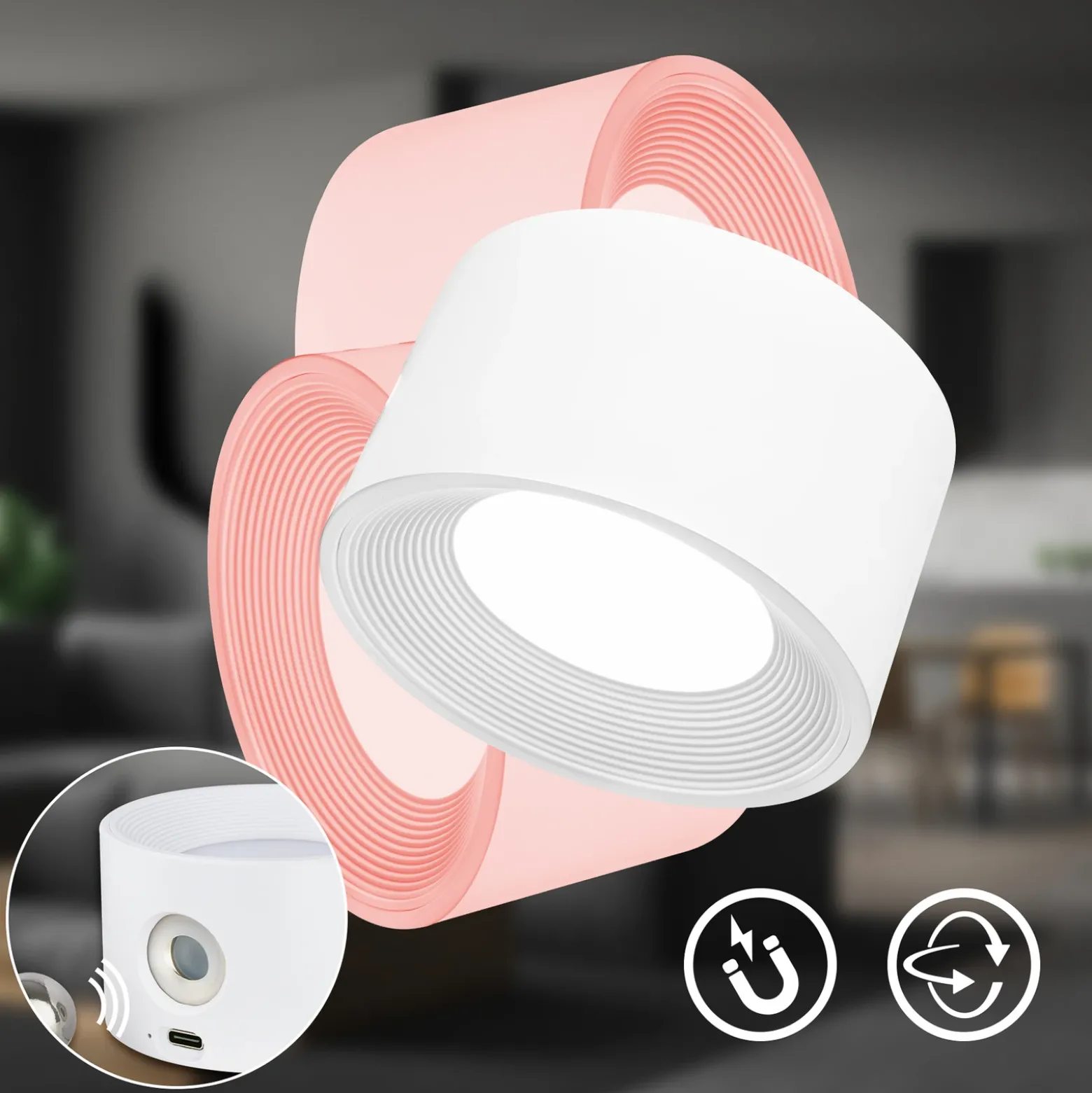 Lámpara de pinza recargable LED Tari, blanca, CCT, regulador táctil, USB