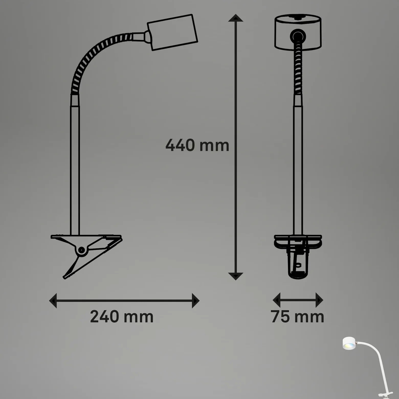 Lámpara de pinza recargable LED Tari, blanca, CCT, regulador táctil, USB