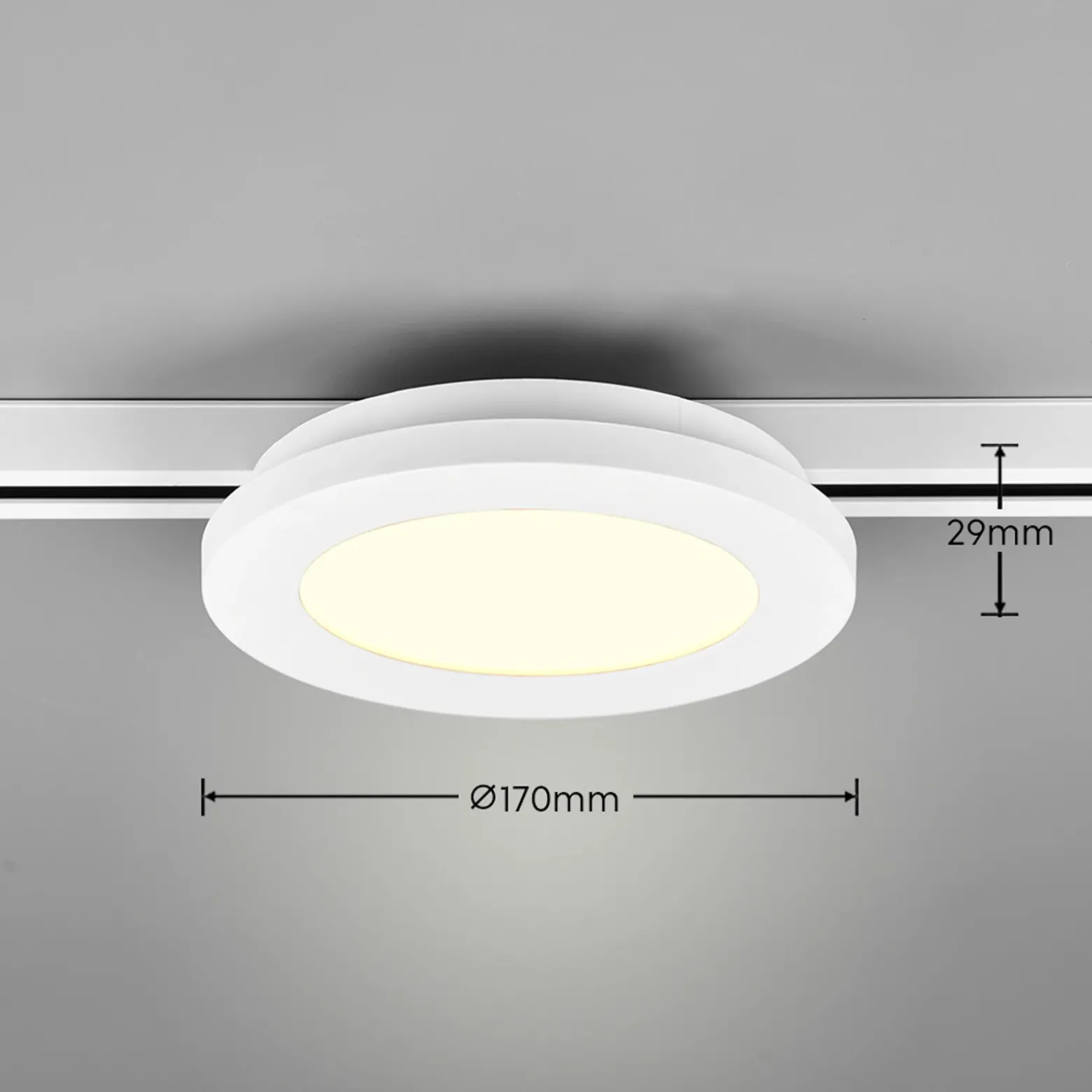 Lámpara de riel LED Camillus para DUOline, blanco, Ø 17 cm