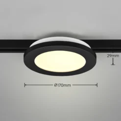 Lámpara de riel LED Camillus para DUOline, negra, Ø 17 cm