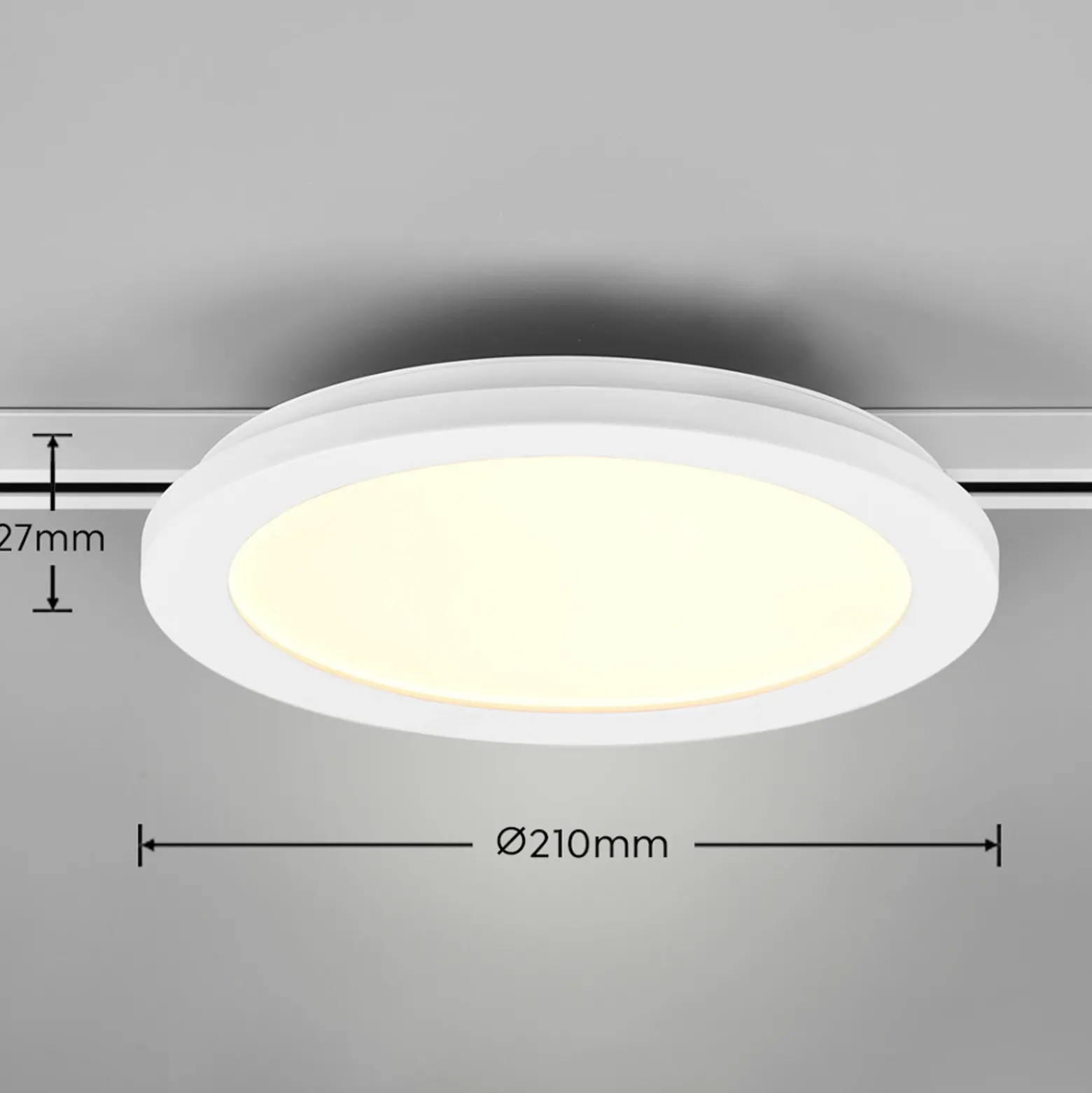 Lámpara de riel LED Camillus para DUOline, blanco, Ø 26 cm
