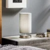 Lámpara de sobremesa Claire con pant. de tela gris