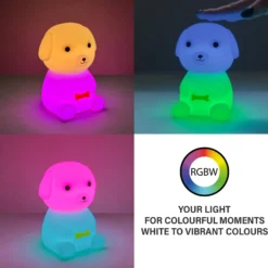 Lámpara de sobremesa LED Puppy, perro, blanco, RGB, atenuable