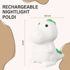 Lámpara de sobremesa LED recargable Dinosauro, Dino, blanco, RGB, atenuable