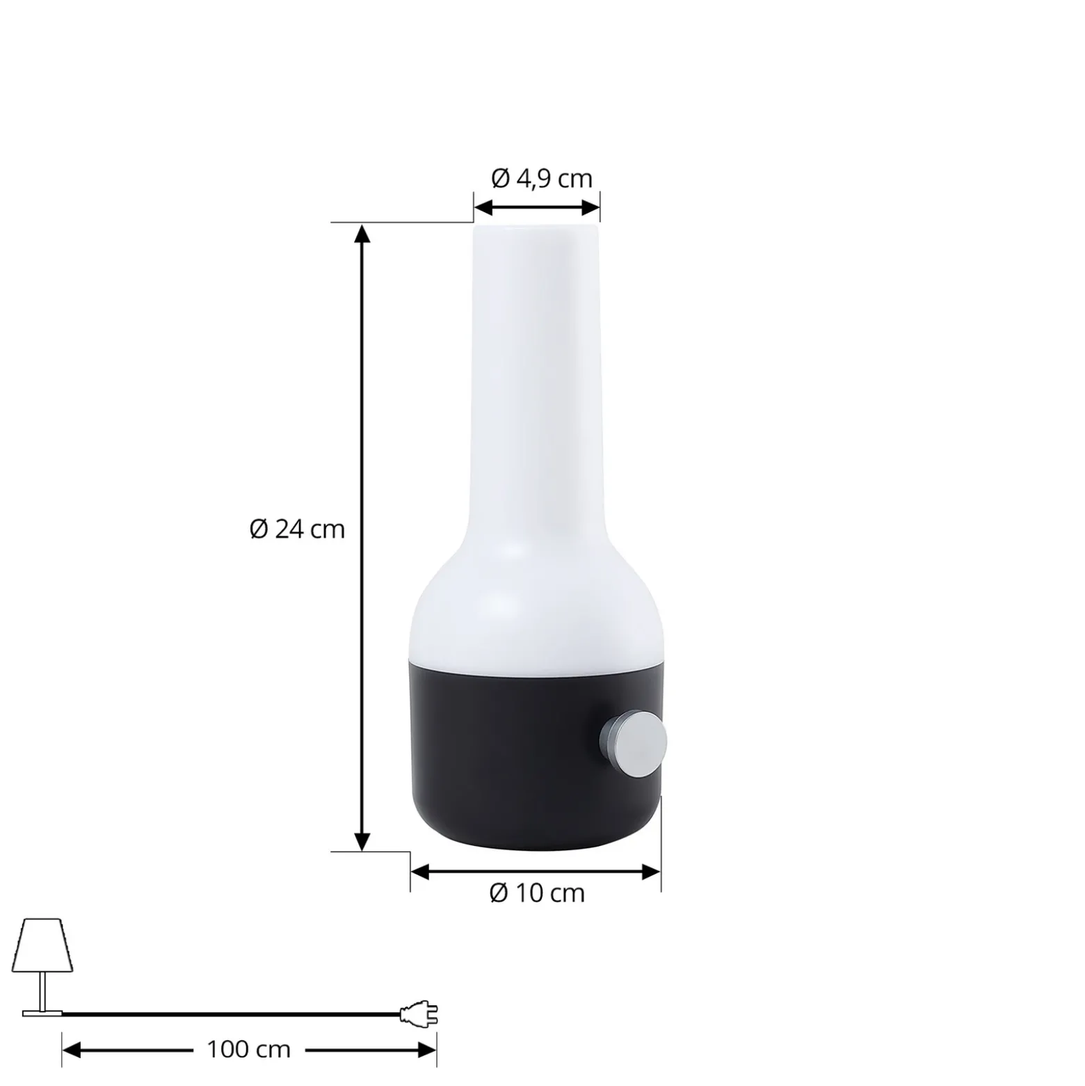 Lámpara de sobremesa recargable Lindby LED para exteriores Isaline, negra,