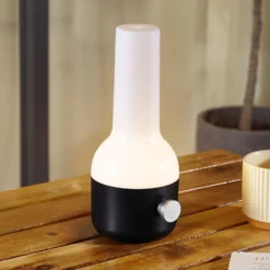Lámpara de sobremesa recargable Lindby LED para exteriores Isaline, negra,