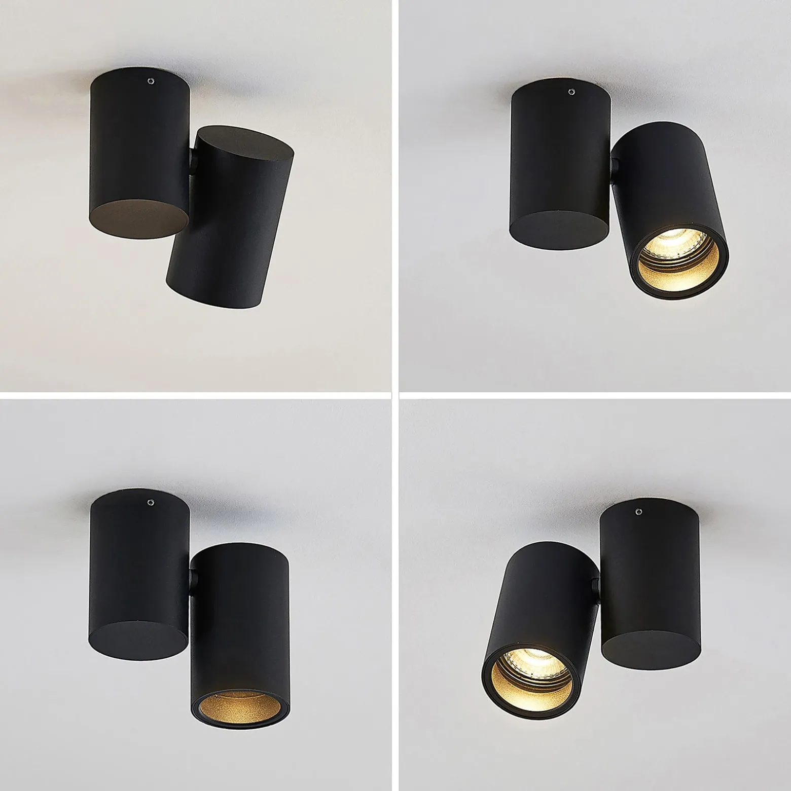Lámpara de techo Arcchio Gesina, 1 luz, negra, aluminio, 11,6 cm