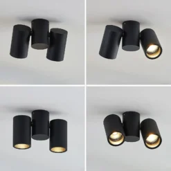 Lámpara de techo Arcchio Gesina, 2 luces, negro, aluminio, 17,5 cm