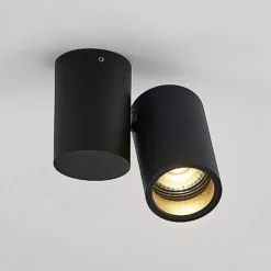 Lámpara de techo Arcchio Gesina, 1 luz, negra, aluminio, 11,6 cm