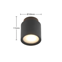 Lámpara de techo Arcchio Walisa, Ø 10 cm, negra, difusor, GU10
