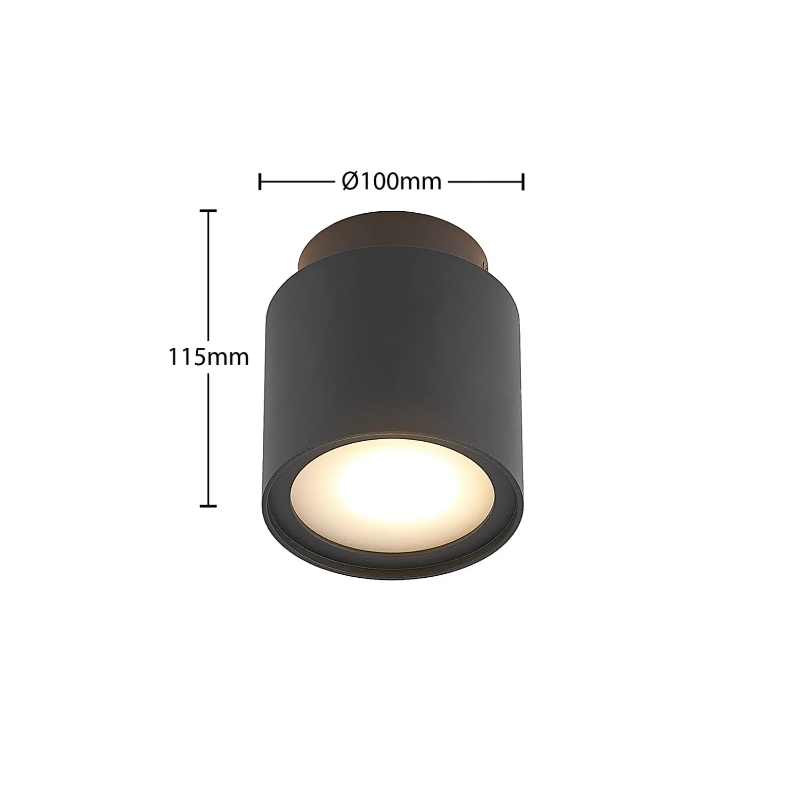 Lámpara de techo Arcchio Walisa, Ø 10 cm, negra, difusor, GU10