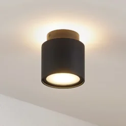Lámpara de techo Arcchio Walisa, Ø 10 cm, negra, difusor, GU10