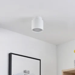 Lámpara de techo Arcchio Walisa, Ø 10 cm, blanca, difusor, GU10