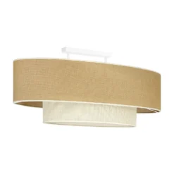 Lámpara de techo Boho, marrón/beige, 80 cm de longitud, de tela