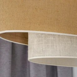 Lámpara de techo Boho, marrón/beige, 80 cm de longitud, de tela